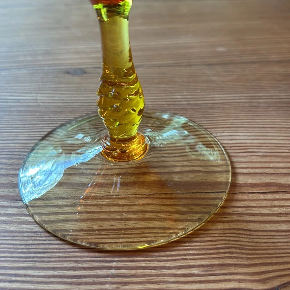 Italian Handblown Orange & Yellow Murano Glass Compote, Bowl or Candy Dish - Picture 5 of 10